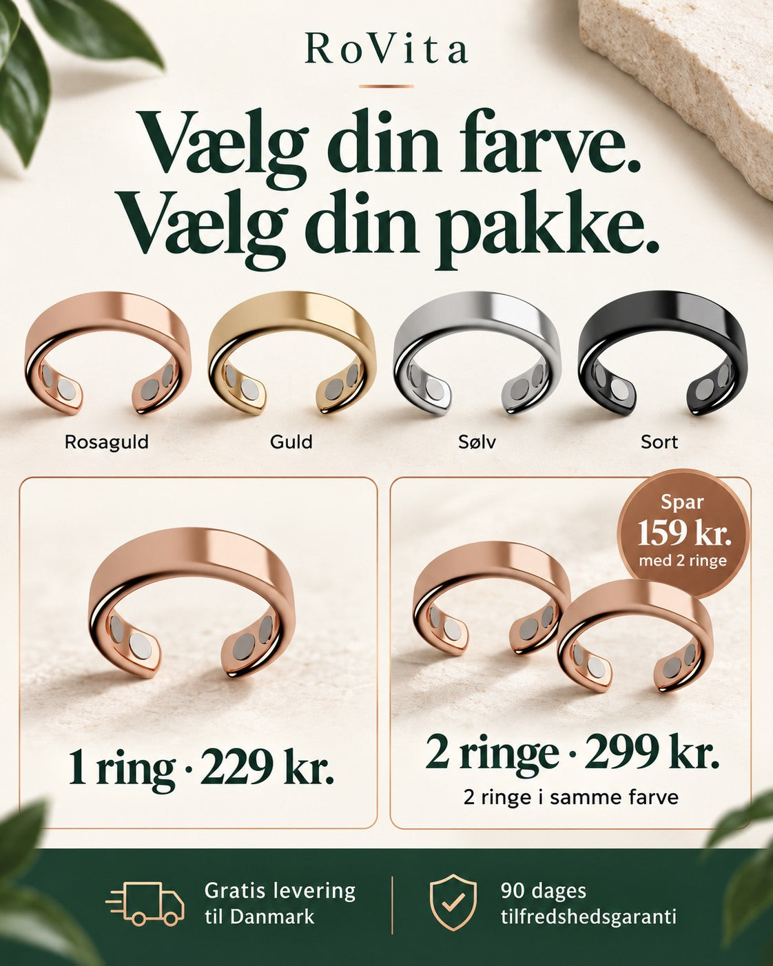 RoVita Ring – pakker, levering og 90 dages garanti